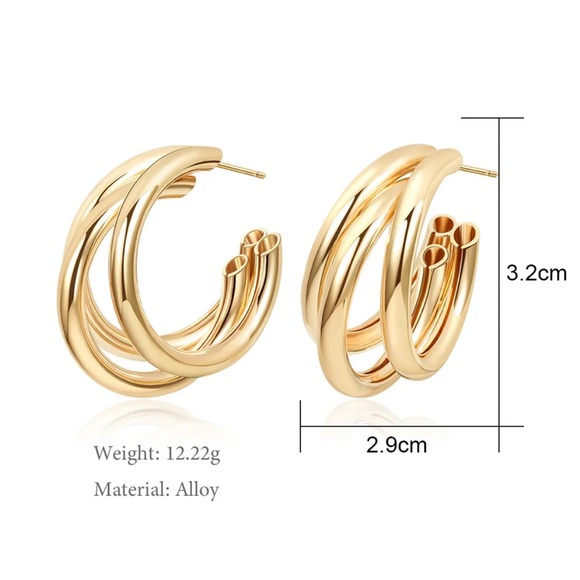 New Ella Glam Golden Plating Hoop Earrings - Picture 5 of 5